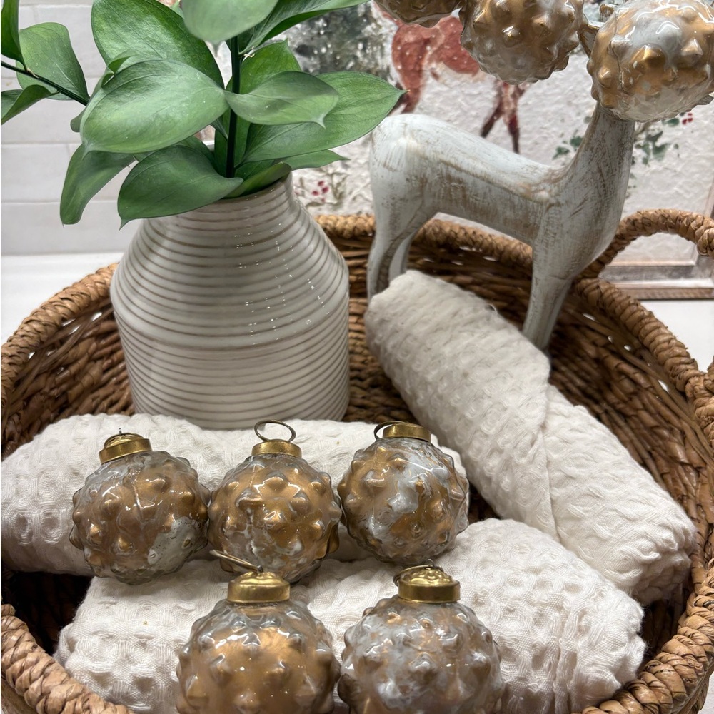 Gold and White Holiday Ornament